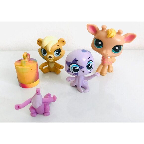 Lot LPS Littlest Pet Shop Figures Octopus Giraffe Bear Miniature Present Toys - Picture 2 of 3